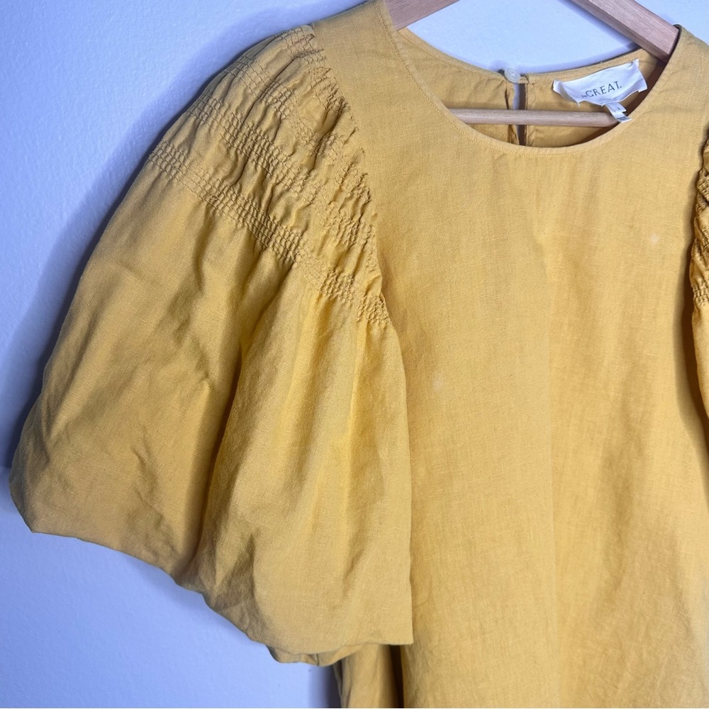 THE GREAT. Golden Smocked Butterfly Linen- Cotton Top Size Medium - Picture 7 of 15